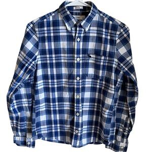 Abercrombie Kids Blue White Plaid Muscle Button Down Boys Size XL EUC